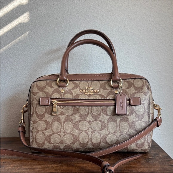 Coach Handbags - Coach Brown signature rowan crossbody bag NWOT